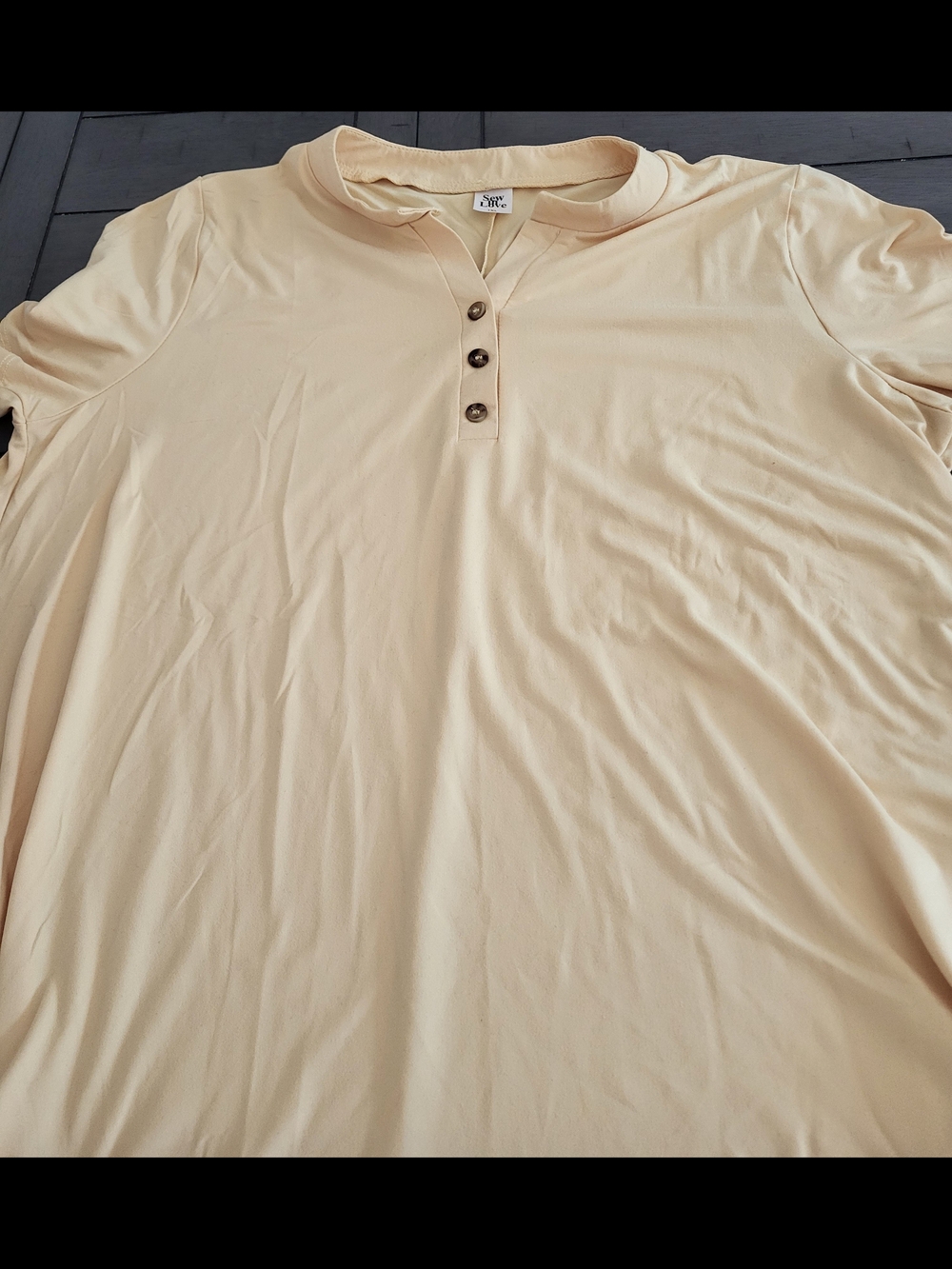 WoMen's Cream Henley Shirt with Button Placket